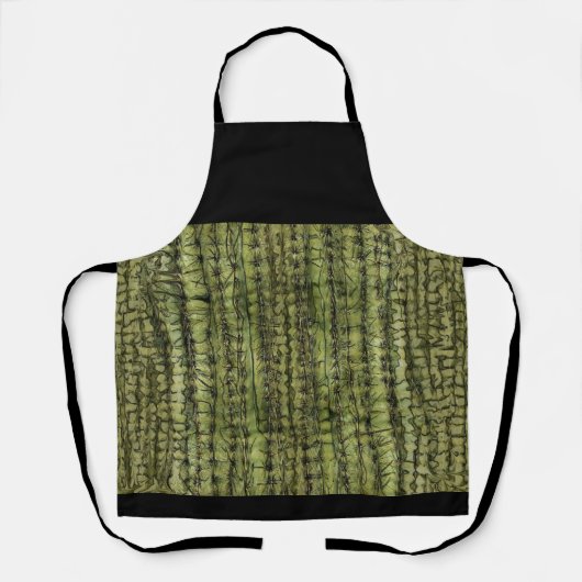 Cactus Green Kitchen Apron with Black Upper Schürze (Vorderseite)