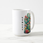 Cactus Green Succulent Watercolor Personalisiert N Kaffeetasse (VorderseiteRechts)