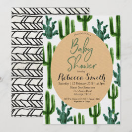 Cactus Greenery Babydusche Einladung Moderne