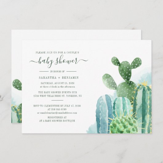 Cactus Greenery Botanical Boho Baby Shower Einladung (Vorne/Hinten)