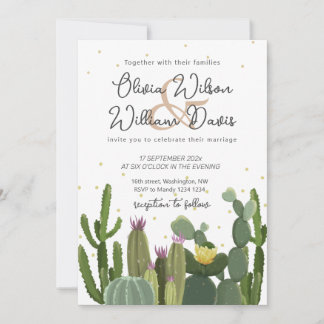 Cactus Greenery Wedding Einladung