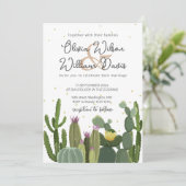 Cactus Greenery Wedding Einladung (Stehend Vorderseite)