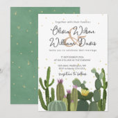 Cactus Greenery Wedding Einladung (Vorne/Hinten)