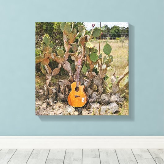 Cactus Guitar Leinwanddruck (Insitu (Holzboden))