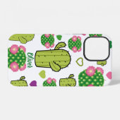 Cactus & haerts Pattern | Individuelle Name oder M iPhone Hülle (Rückseite (Horizontal))