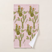 Cactus Hand Painted Watercolor Pink Pattern Badhandtuch Set (Handtuch)