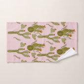 Cactus Hand Painted Watercolor Pink Pattern Badhandtuch Set (Handtuch)