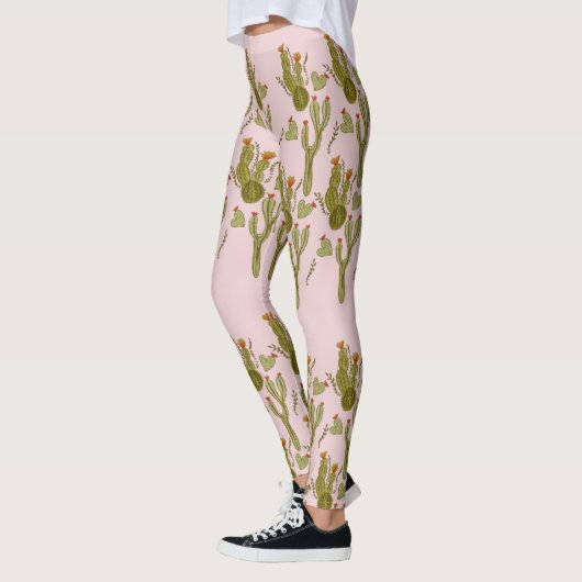 Cactus Hand Painted Watercolor Pink Pattern Leggings (Links)