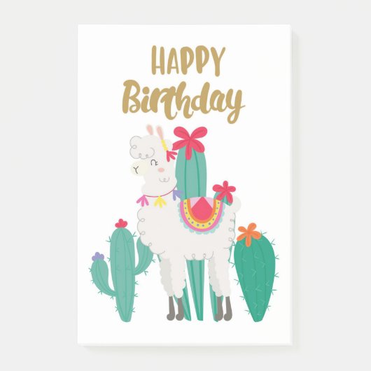 Cactus Happy Birthday Post-it Klebezettel (Vorderseite)
