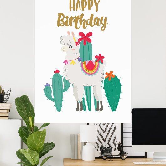 Cactus Happy Birthday Poster (Heimbüro)