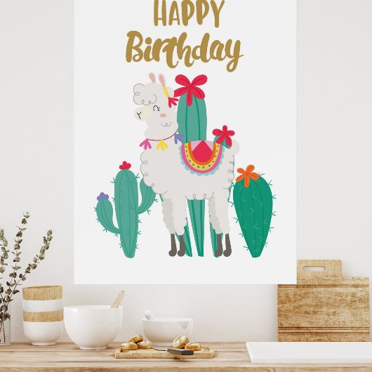 Cactus Happy Birthday Poster (Küche)