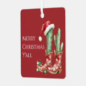 Cactus Hat Stars Western Cowboy Boots Weihnachten Ornament Aus Metall (Vorderseite links)