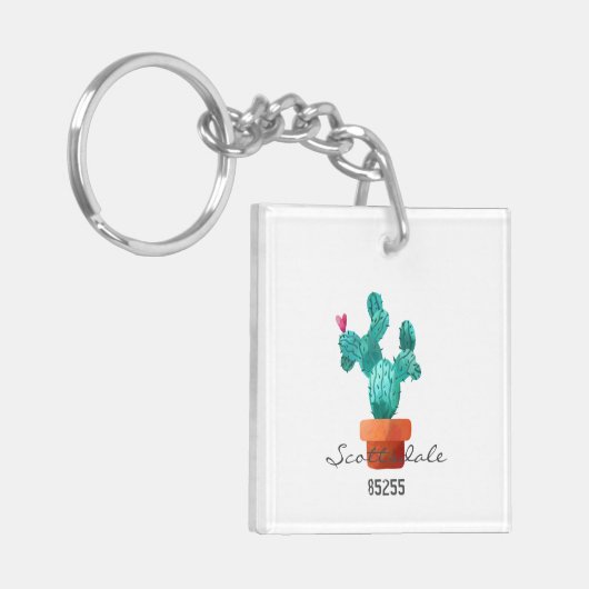 Cactus Heart Address Zip Code Neuer Zuhause Spaß Schlüsselanhänger (Vorderseite links)