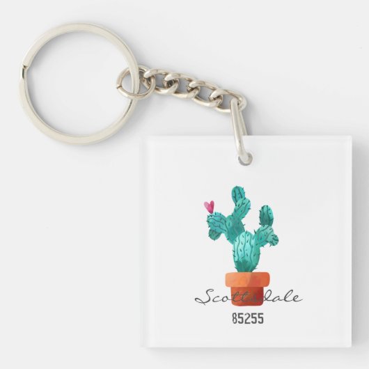 Cactus Heart Address Zip Code Neuer Zuhause Spaß Schlüsselanhänger (Vorderseite)