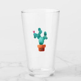 Cactus Heart Couple Initials Wedding Green Pink Glas