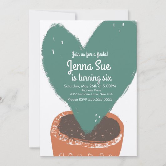 Cactus Heart Pflanze Fiesta Birthday Kraft (Vorderseite)