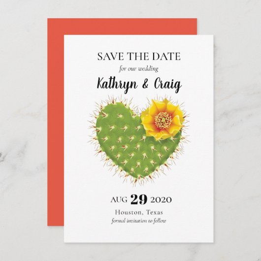 Cactus Heart Save the Date (Vorne/Hinten)