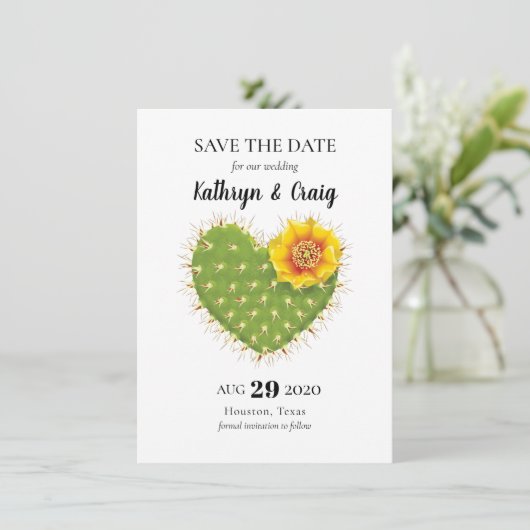 Cactus Heart Save the Date (Stehend Vorderseite)