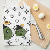 Cactus Hexe "Not a Hugger" Halloween Geschirrtuch (Viertel Falte)