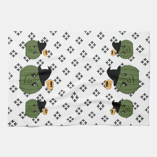 Cactus Hexe "Not a Hugger" Halloween Geschirrtuch (Horizontal)