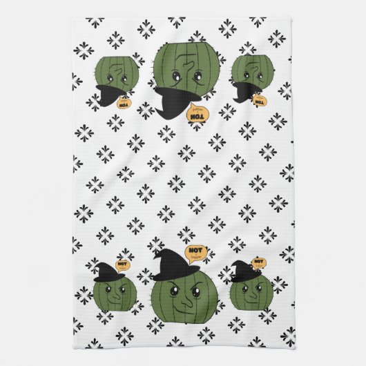 Cactus Hexe "Not a Hugger" Halloween Geschirrtuch (Vertikal)
