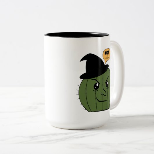 Cactus Hexe "Not a Hugger" Halloween Zweifarbige Tasse (VorderseiteRechts)