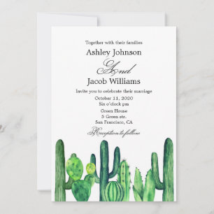 Cactus Hochzeit Einladung. Sukkuline moderne laden Einladung