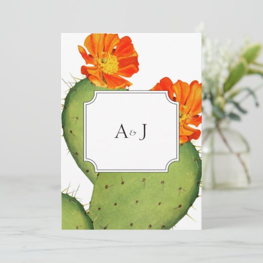 Cactus Hochzeitskarte Einladung (Stehend Vorderseite)
