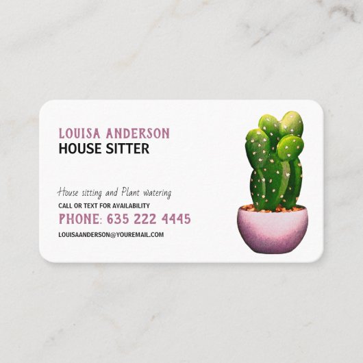 Cactus House Sitter Visitenkarte (Vorderseite)