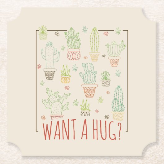 Cactus Hug Paper Untersetzer (Vorderseite)