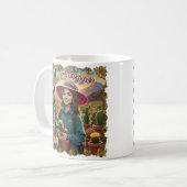 Cactus Hugger Coffee Tasse - Whimsical Desert Gard (Vorderseite Links)