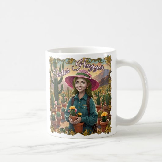 Cactus Hugger Coffee Tasse - Whimsical Desert Gard (Rechts)
