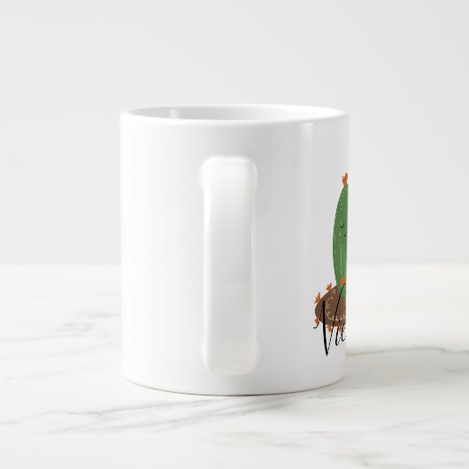 Cactus Hugging Doodle Name Giant Coffee Tasse (Rückseite)