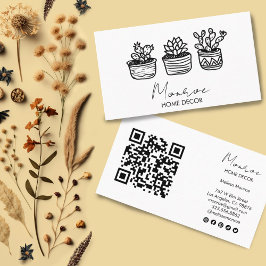 Cactus Illustration Fun Boho Niedliche QR Soziale Visitenkarte