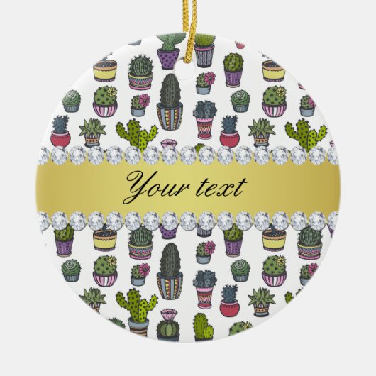 Cactus Imitats Gold Bling Diamonds Keramikornament (Vorne)