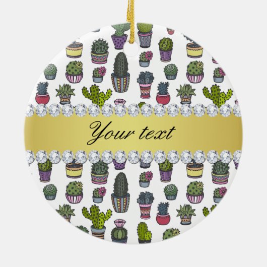 Cactus Imitats Gold Bling Diamonds Keramikornament (Hinten)