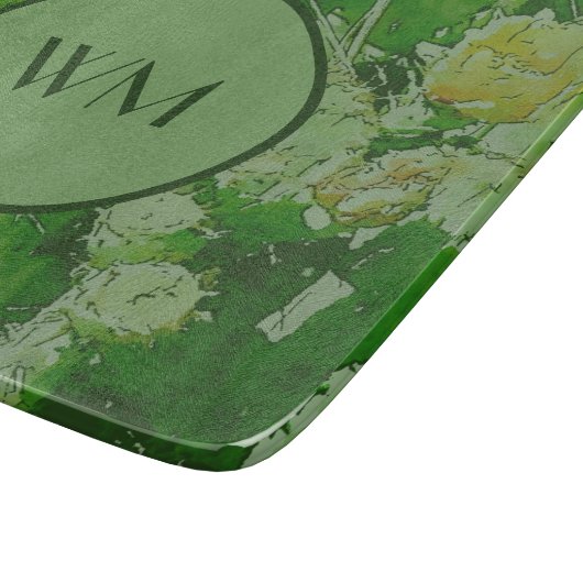 Cactus Inspiriert Abstraktes Monogram Cutting Boar Schneidebrett (Ecke)