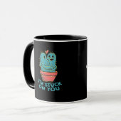 Cactus Joke Im Stuck On You Retro Succulent Couple Tasse (Vorderseite Links)