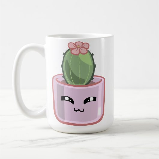 Cactus KawaiGreen Succulent Watercolor Plant Kaffeetasse (Links)
