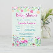 Cactus Lantern Fiesta Kinderdusche Einladungen (Stehend Vorderseite)