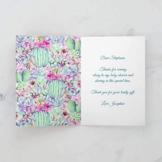 Cactus Lantern Fiesta Kinderdusche Vielen Dank Dankeskarte (Innenseite)