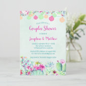 Cactus Lantern Fiesta Paare Einladungen (Stehend Vorderseite)