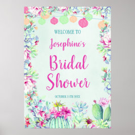 Cactus Lantern Fiesta Succulents Brautparty Poster