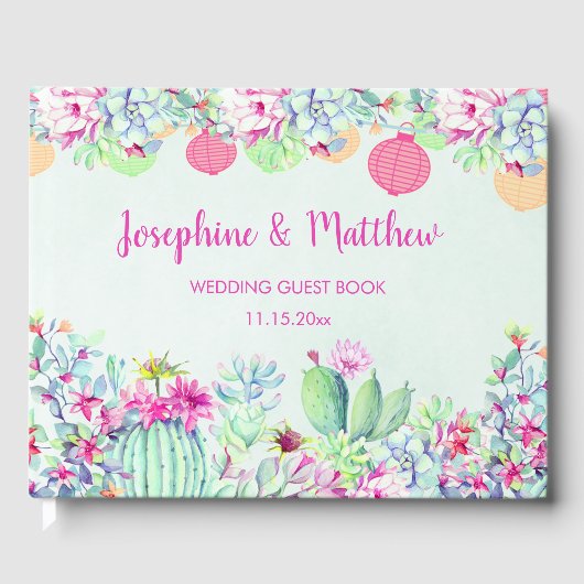 Cactus Lantern Fiesta Succulents Wedding Gästebuch (Vorderseite)