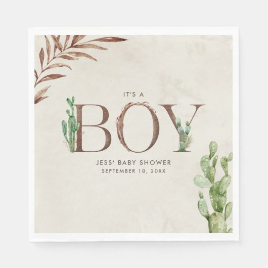 Cactus Leather Boy Baby Shower Serviette (Vorderseite)