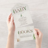 Cactus Lettering Book Request Baby Shower All In One Einladung (Abreißen)