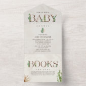 Cactus Lettering Book Request Baby Shower All In One Einladung (Innen Boden)