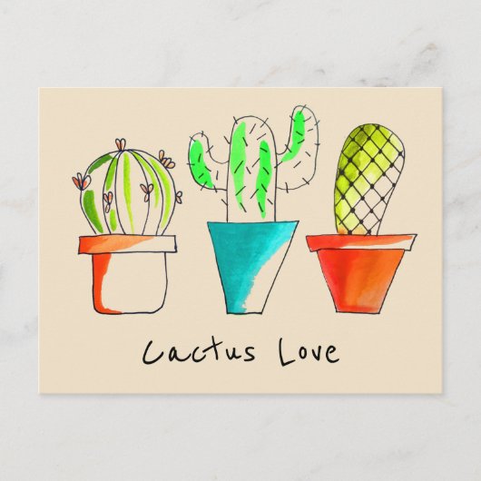 Cactus Liebe Mexican Wüste niedlich Illustration Postkarte (Vorderseite)
