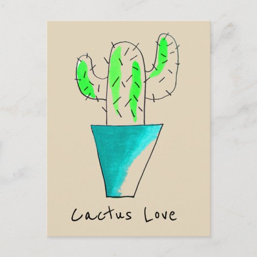 Cactus Liebe Mexican Wüste niedlich Illustration Postkarte (Vorderseite)