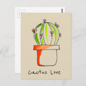 Cactus Liebe Mexican Wüste niedlich Illustration Postkarte (Vorne/Hinten)